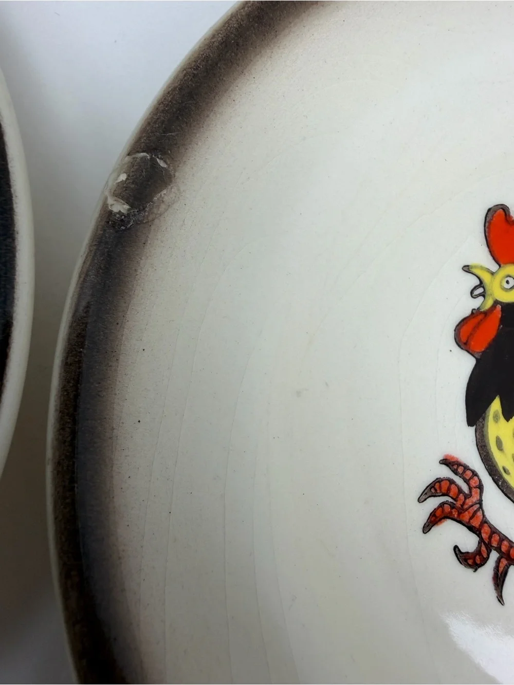 Vintage MCM Metlox Poppytrail Red Rooster 6” Salad Plates Set Of 5Made In USA
